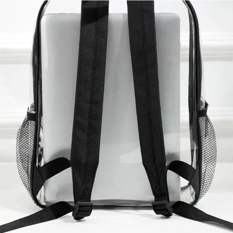 sac à dos transparent de grande capacité, décontracté, fermeture éclair, étanche, sac d'école, sac à dos visible en pvc, sac de voyage pour femmes