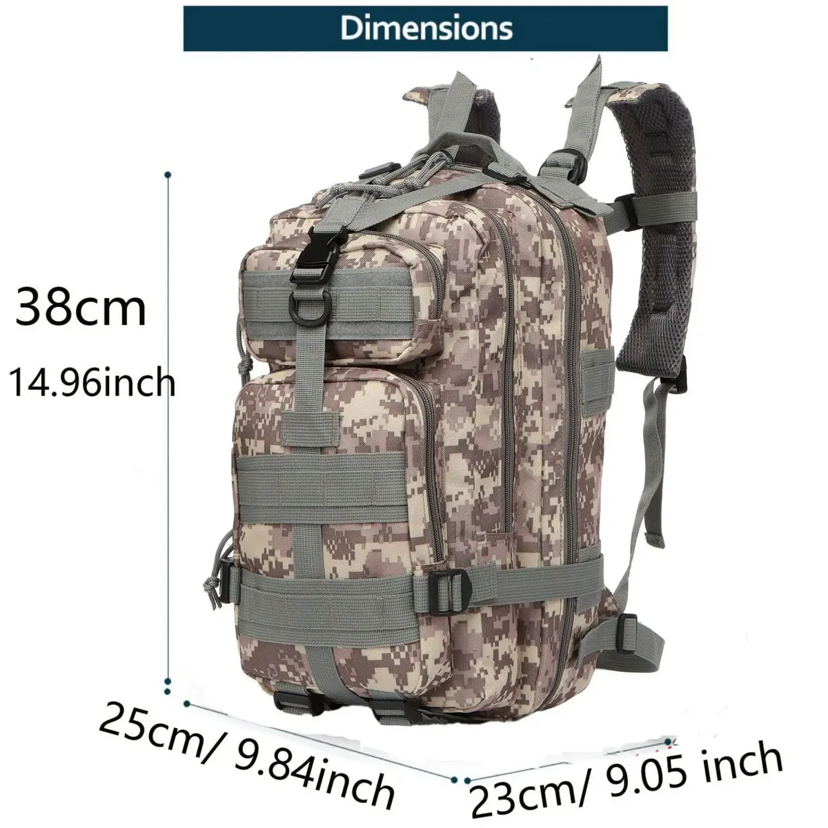 sac à dos de randonnée tactique de sport de plein air de 25 l, imperméable, pour la pêche, la chasse, le trekking