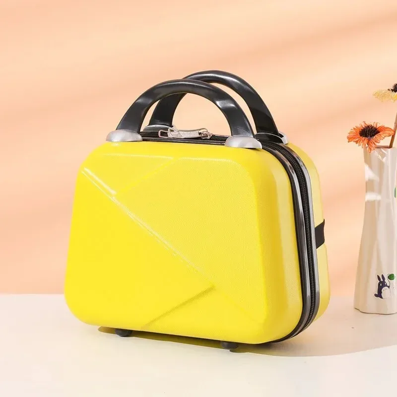 sac de maquillage de voyage pour femmes de 14 pouces, mini valise compacte en plastique abs, design uni, idéal pour un usage personnel
