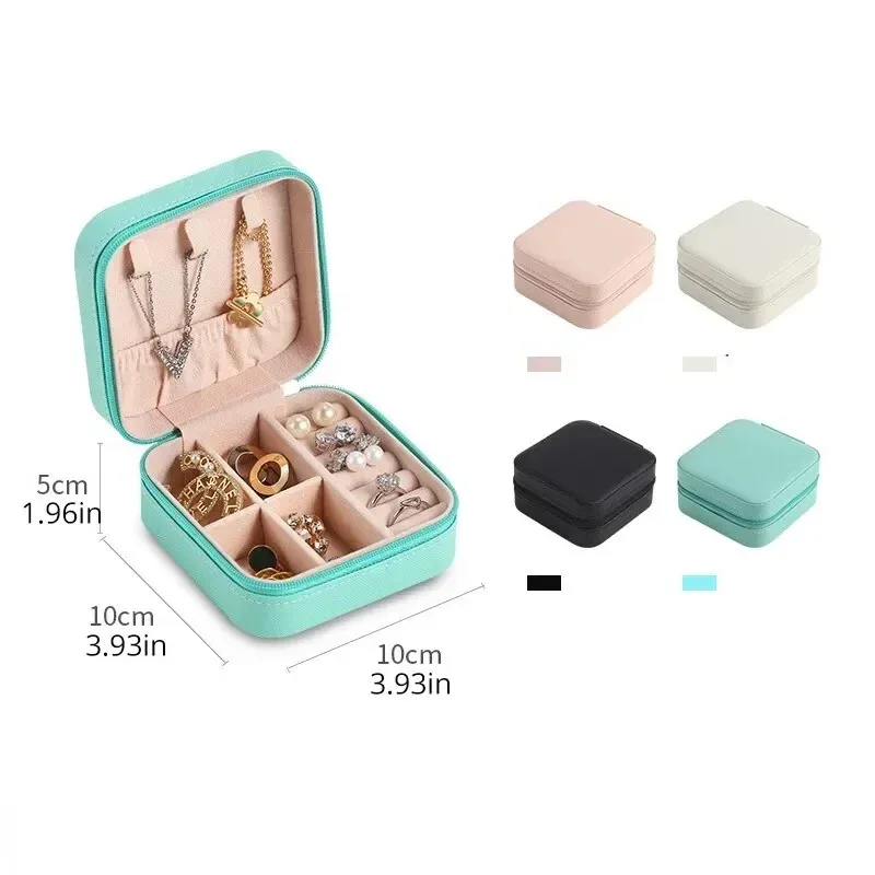 mini boîte de rangement pour bijoux, portable, pour voyages en famille, boîte de rangement pour boucles d'oreilles et colliers, organisateur de bagues pour femmes, boîte de présentation en cuir pu