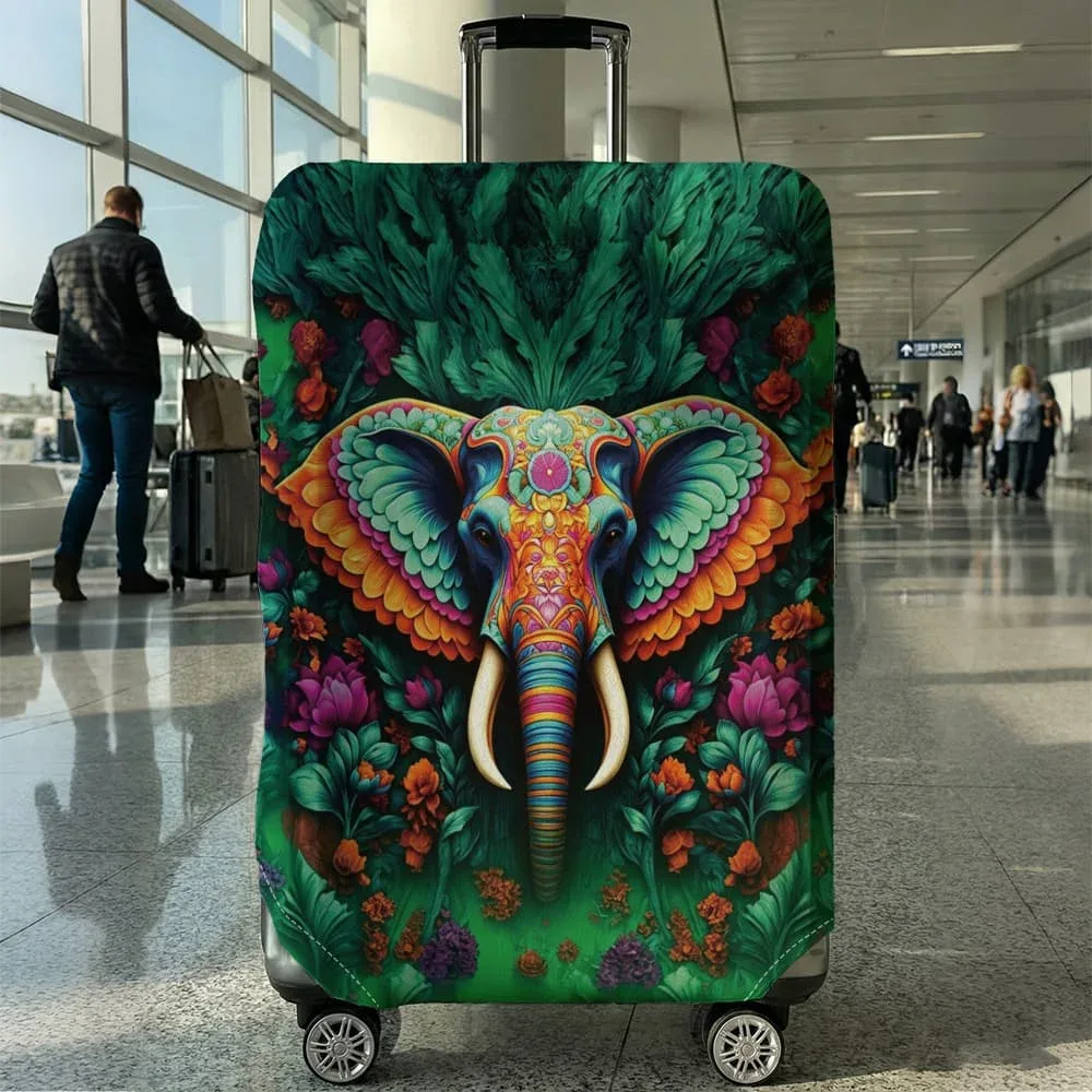 housse de bagage colorée à imprimé éléphant, adaptée aux bagages de 18 à 32 pouces, manchon pour poignée de bagage, accessoires de voyage