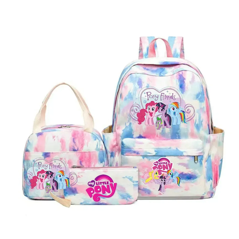 sac à dos my little pony, ensemble de 3 pièces, sac d'école pour étudiants, trousse à crayons, sac à dos de voyage pour adolescents, sac à dos décontracté pour ordinateur portable, mochilas