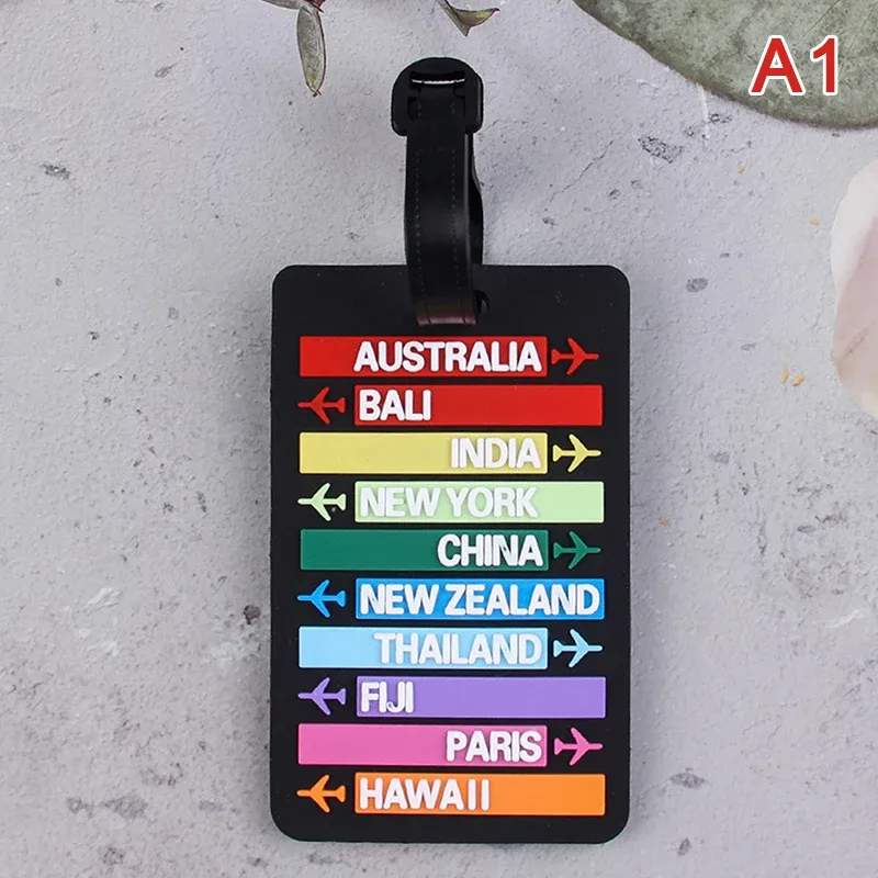 étiquette de bagage en silicone, nom du pays, valise, lettres de mode, porte-adresse, étiquette de bagage, identifiant, accessoires de voyage