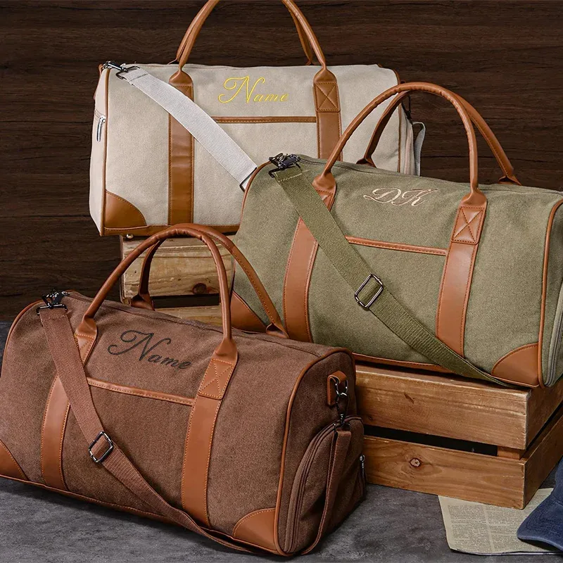 Sac de voyage personnalisé avec nom, sac de voyage brodé, sac pour témoin de mariage, cadeau pour témoin de mariage, sac de voyage en toile personnalisé avec nom, meilleur cadeau pour homme