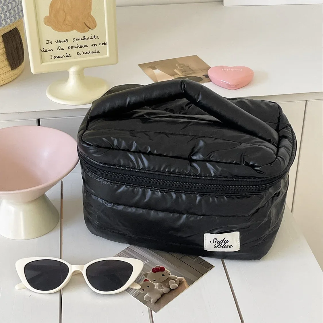 trousse de toilette portable étanche grande capacité minimaliste haut de gamme yt série lazy – sac de maquillage