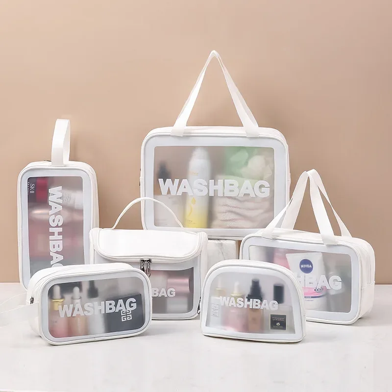 nouvel ensemble de trousses de maquillage transparentes, organiseur de toilette, trousse de toilette pour femmes, pochette de toilette portable, sac de cosmétiques essentiels pour les voyages