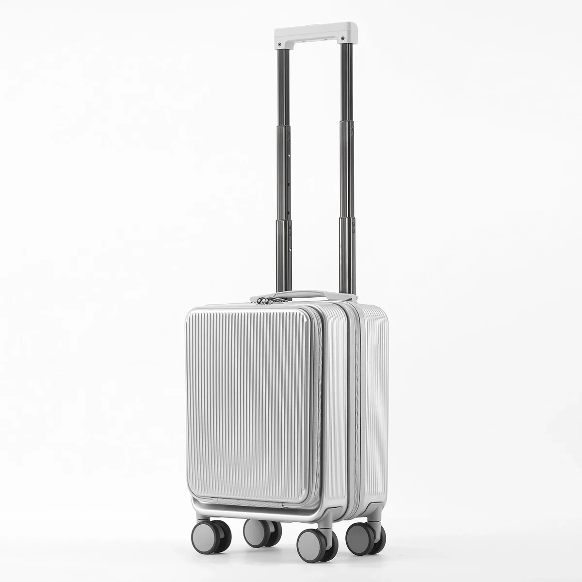 bagage à main extensible de 16 pouces, valise à ouverture frontale, grand compartiment profond, organisateur humide/sec abs + pc 360 ° roues à rotation silencieuses