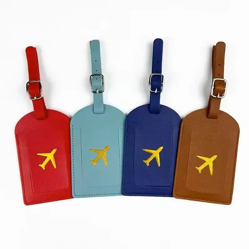 nouveau porte-étiquette en cuir estampé pour bagages d'affaires, étiquette d'adresse pour valise, étiquette d'identification pour cartable, clip pour nom et adresse, accessoires de voyage