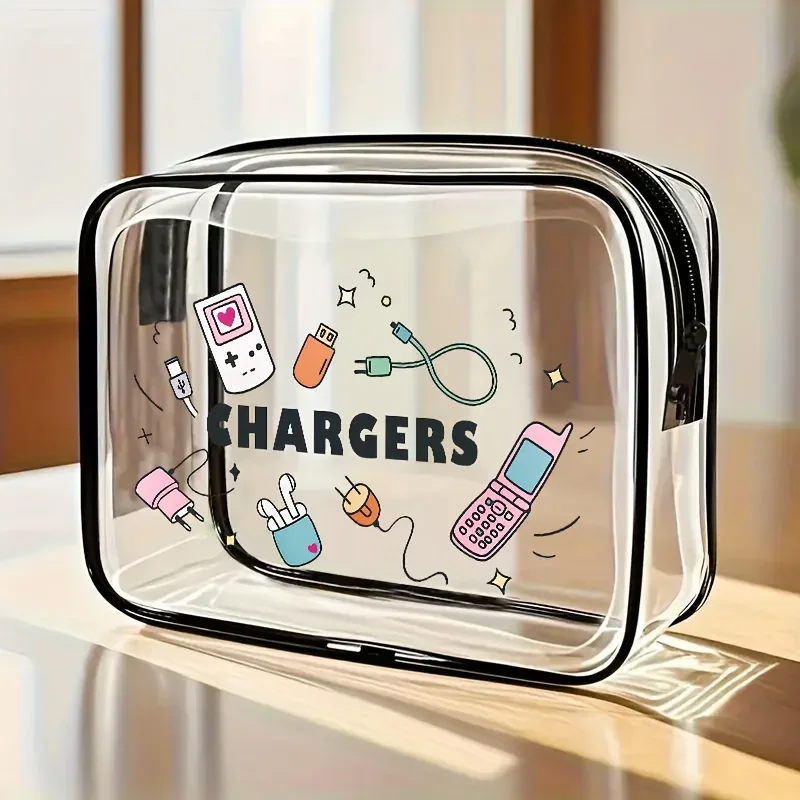 1 pièce trousse de maquillage transparente grande capacité en pvc, pochette de toilette de voyage à fermeture éclair, organiseur de cosmétiques, étui de rangement transparent, cadeau pour femme