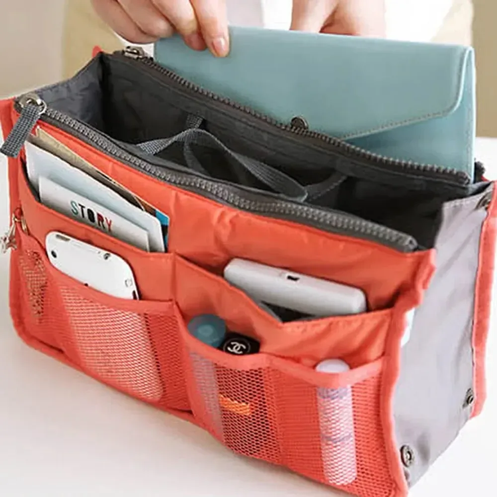 sac de maquillage multifonctionnel de grande capacité, sac de voyage portable à double fermeture éclair, sac de rangement pour articles de toilette, sac pour maman, sac cosmétique multi-poches