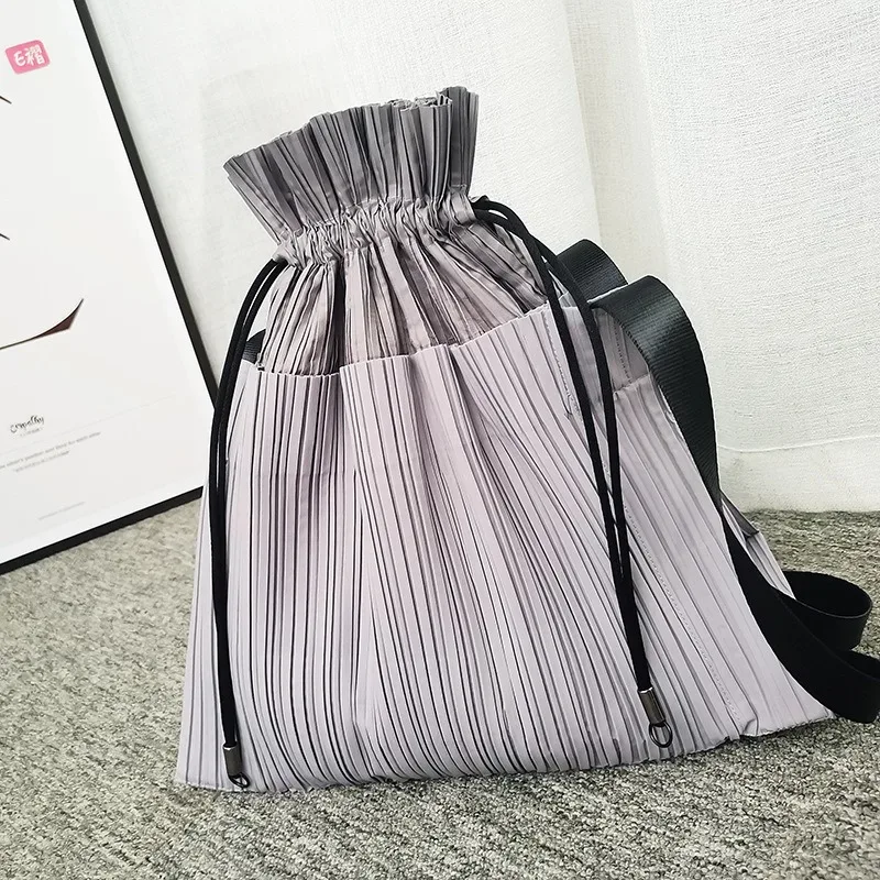 miyake – sac à main multifonctionnel plissé avec cordon de serrage, rangement simple de grande capacité, sacs à dos de voyage à bandoulière pour femmes