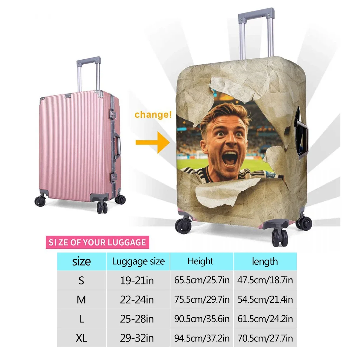 housse de valise personnalisée 18-32 pouces, protection de valise de voyage personnalisée, ajoutez votre photo, texte ou design, housses de valise elastiques