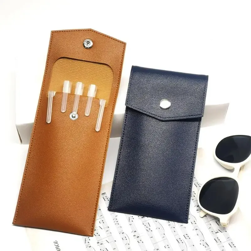 étui à crayons en cuir pu, sac de rangement pour étudiants, sac portable pour lunettes et papeterie, sac de rangement pour stylos de bureau grande capacité.