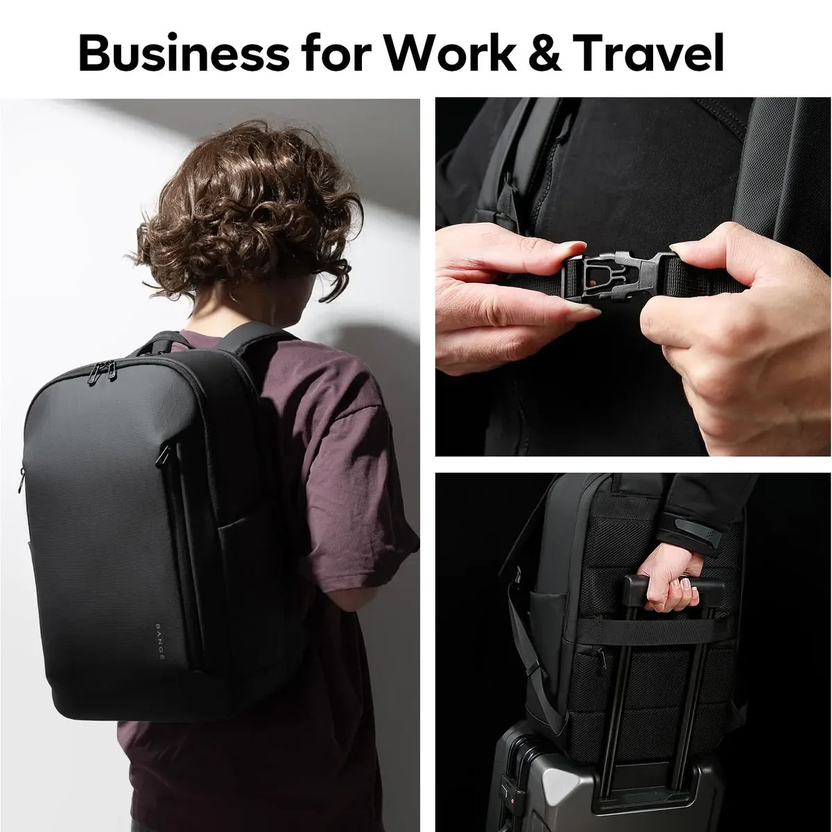 sac pour ordinateur portable bange pour hommes, sac d'école imperméable pour les étudiants, sac à dos de voyage sportif pour hommes d'affaires avec fermeture éclair ykk