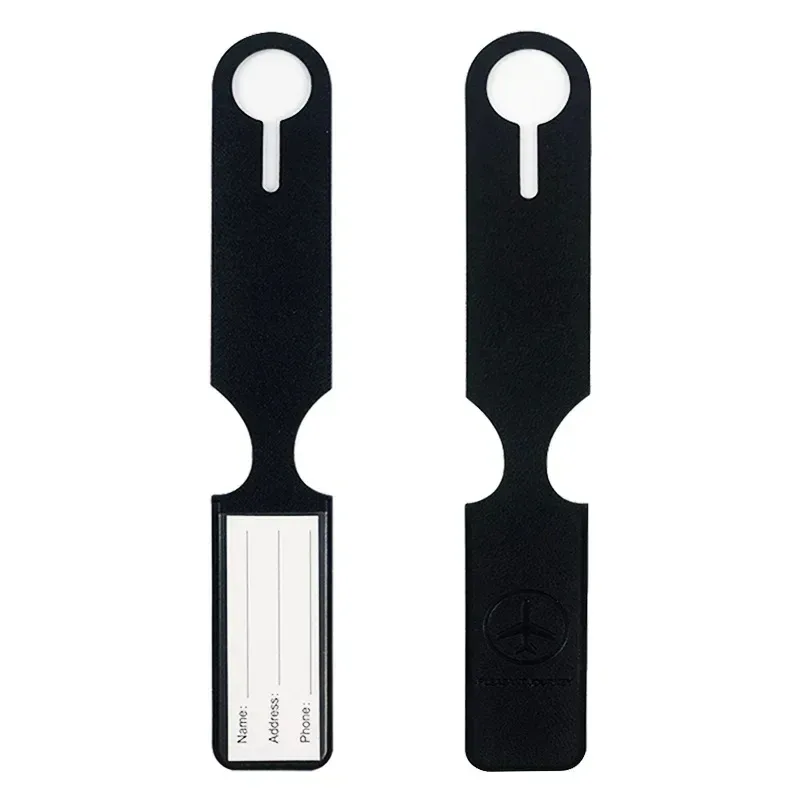 étiquette de bagage portable en cuir pu couleur unie, porte-étiquette d'identification de valise, accessoires de voyage