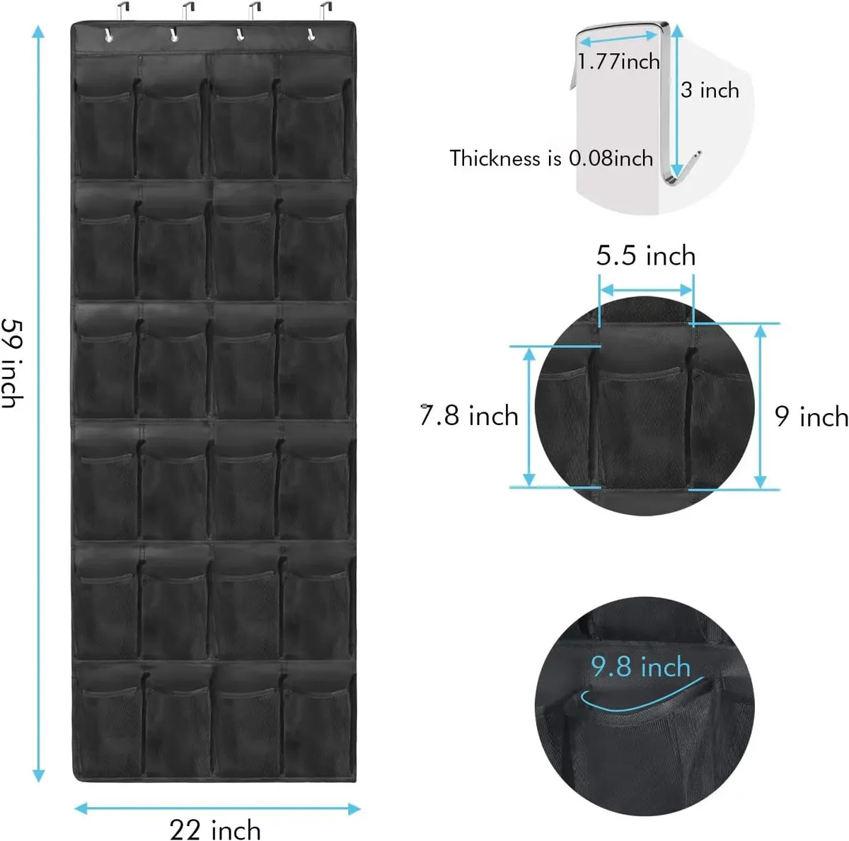 sac de rangement mural à grille multicouche, pour chaussures et articles divers derrière la porte, rangement de chambre à coucher en tissu non tissé