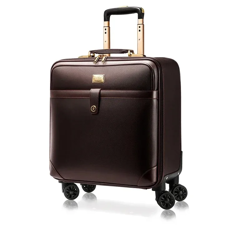 nouvelle valise de cabine rétro en cuir véritable pour homme, 16/18/20/22/24 pouces, avec roulettes, idéale pour les voyages d'affaires