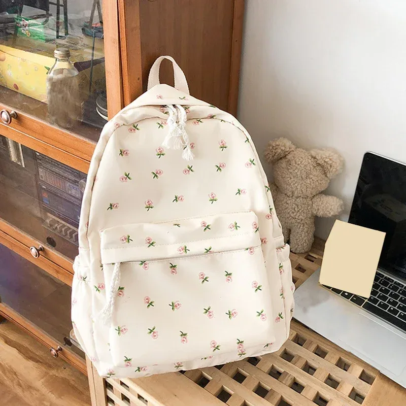 version coréenne nylon sac à dos à fleurs école fleur mode sac à dos junior lycée sac à dos sac de voyage