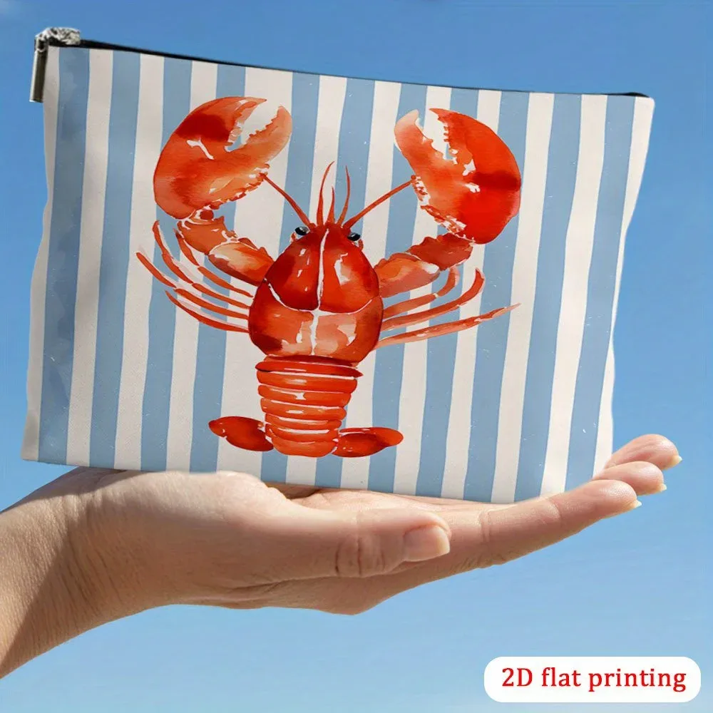 trousse de maquillage à rayures de homard, idéale pour les voyages et le rangement des cosmétiques et articles de toilette pour adolescentes et femmes, cadeaux de voyage