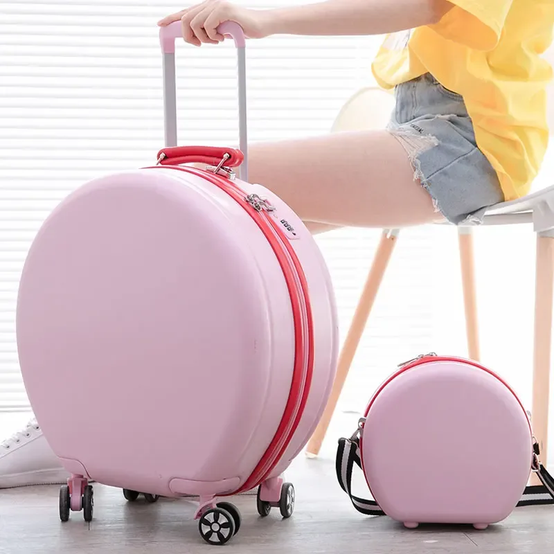 2025 nouvelle valise femme 18 pouces étui de maquillage à main bagage rond roue universelle valise ensemble petit sac de voyage 18 pouces