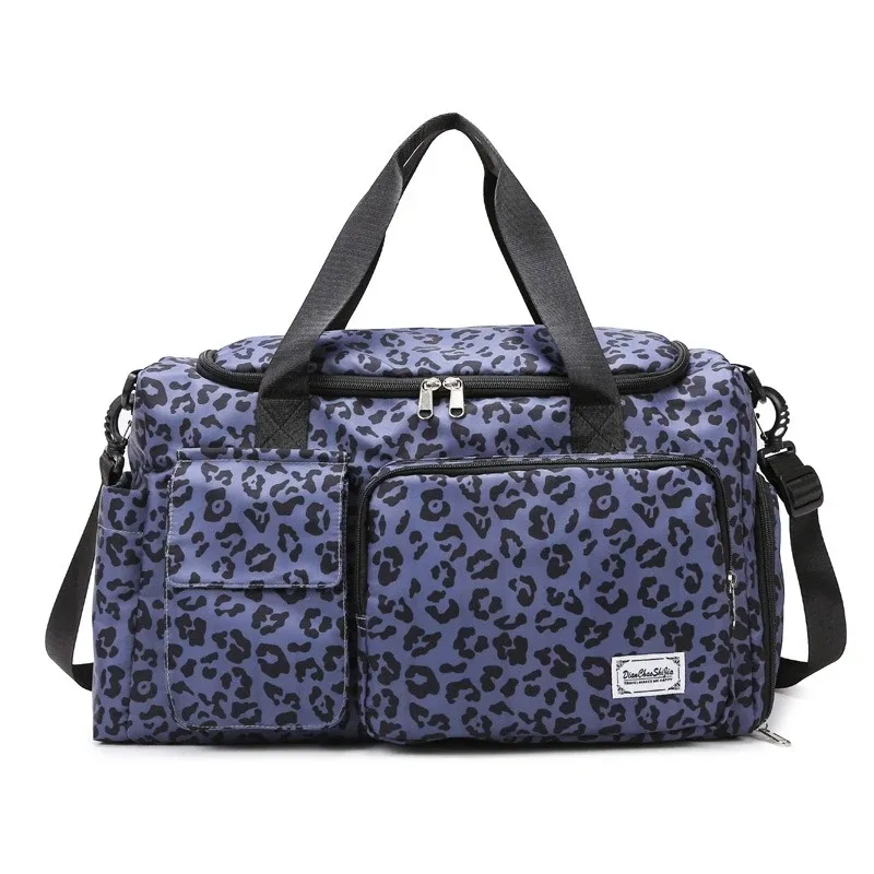 sac de voyage classique à imprimé léopard grande capacité avec plusieurs poches et compartiment à chaussures, sac de sport et de fitness