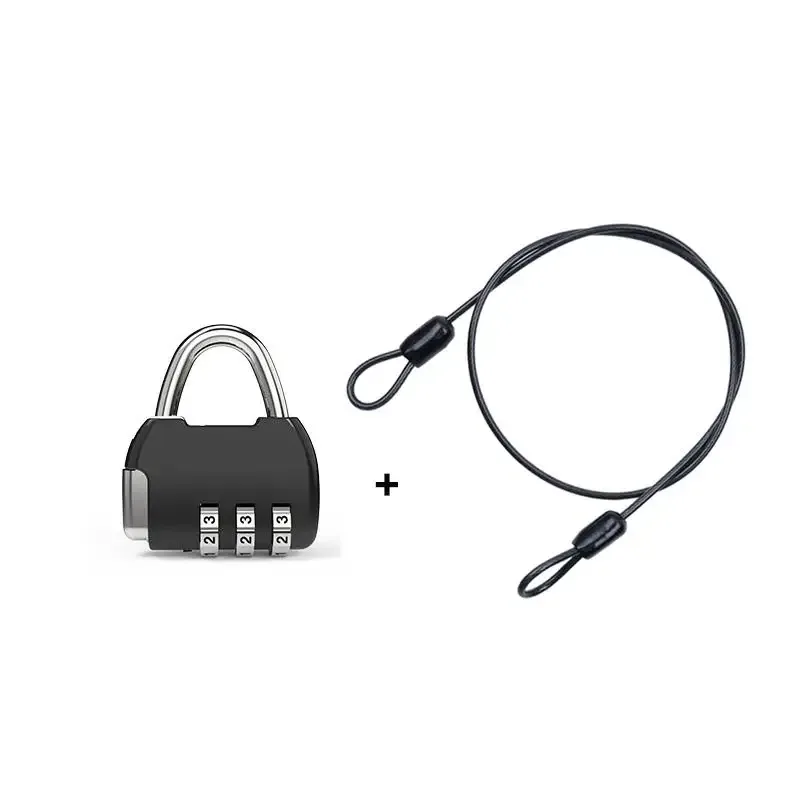 câble en acier de sécurité avec cadenas à combinaison à 3 chiffres, câble de sécurité recouvert de 1 m, double boucle, pour bagages et valises【smq】