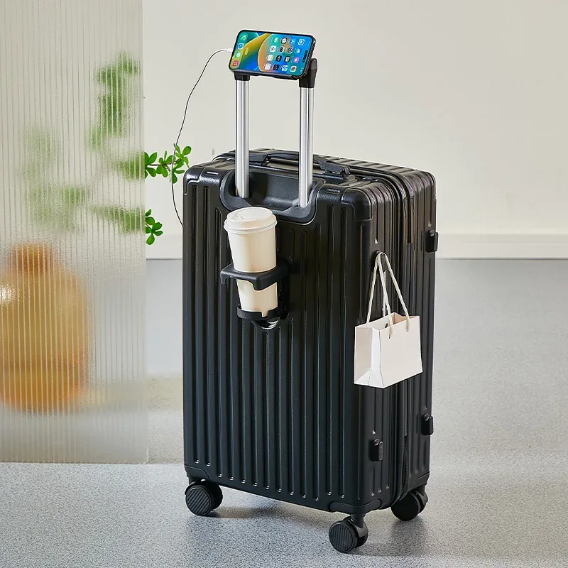 20-26 pouces bagages avec porte-gobelet support pour téléphone valise de voyage bagages roulants valise de grande capacité bagages de taille moyenne