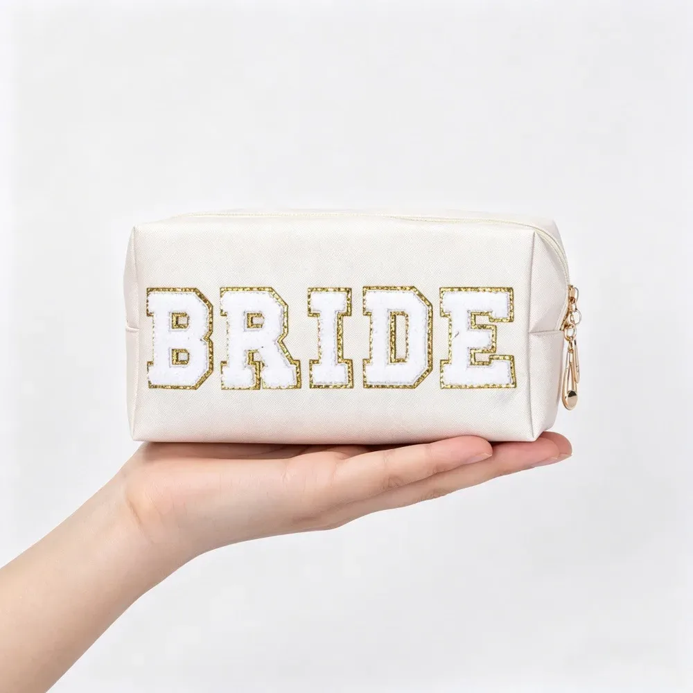 grande trousse de toilette imperméable à main pour femmes, sac de rangement pour cosmétiques de voyage, pochette de mariage multicolore pour mariée.