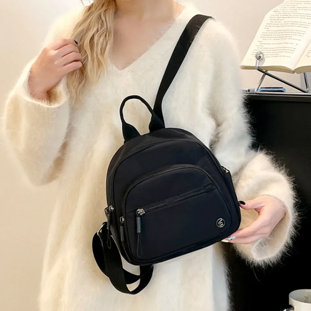sac à dos décontracté en nylon de couleur unie, léger, à double fermeture éclair, sac à bandoulière de grande capacité, sac à dos de voyage