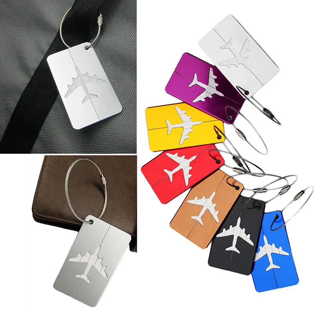 étiquette de bagage de voyage en aluminium de qualité supérieure, identification de bagage durable avec porte-carte de visite, étiquette de mode, accessoires de voyage