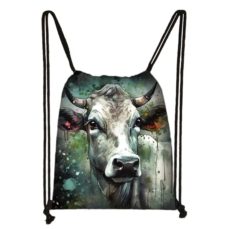 sac à dos imprimé animal théâtre l loup éléphant cheval, sacs à cordon de proximité pour femmes, sac de rangement mode pour adolescentes, sacs à livres kawaii pour filles, cadeau