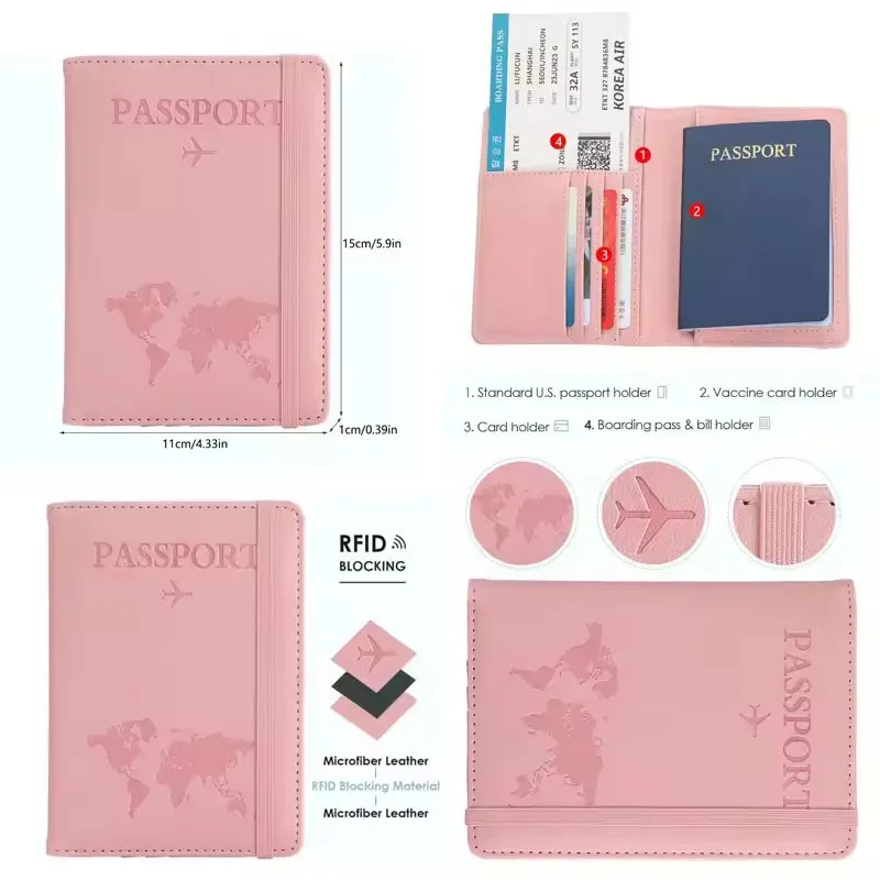housse de passeport avec bande de fixation, étanche, avec clip intégré, protection rfid, motif léopard, porte-passeport, accessoires de voyage