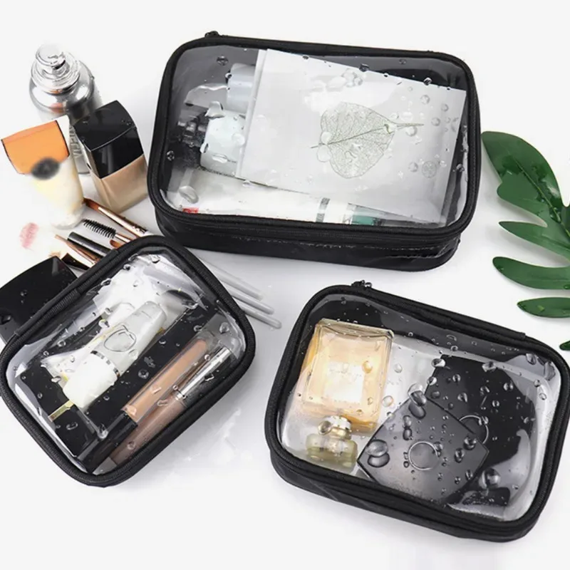 sac cosmétique étanche tpu, maquillage, boîte transparente souple, produits de bain de toilette, stockage de poudres, sacs de lavage rectangulaires anti-sale