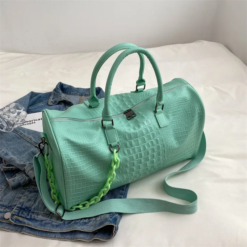 sacs de voyage grande capacité en cuir pu motif crocodile, sacs fourre-tout imperméables, sacs de sport et de yoga pour femmes