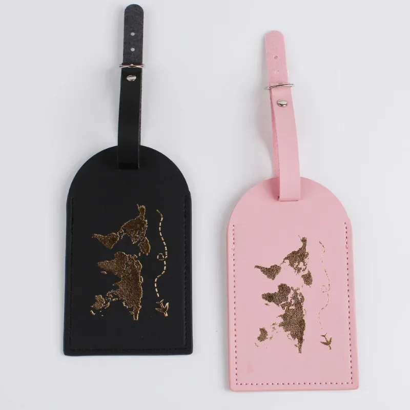 étiquettes de bagage de voyage en cuir pu, accessoires de voyage pour hommes et femmes, étiquettes nominatives pour bagages, porte-étiquette d'adresse de valise, nouvelle collection