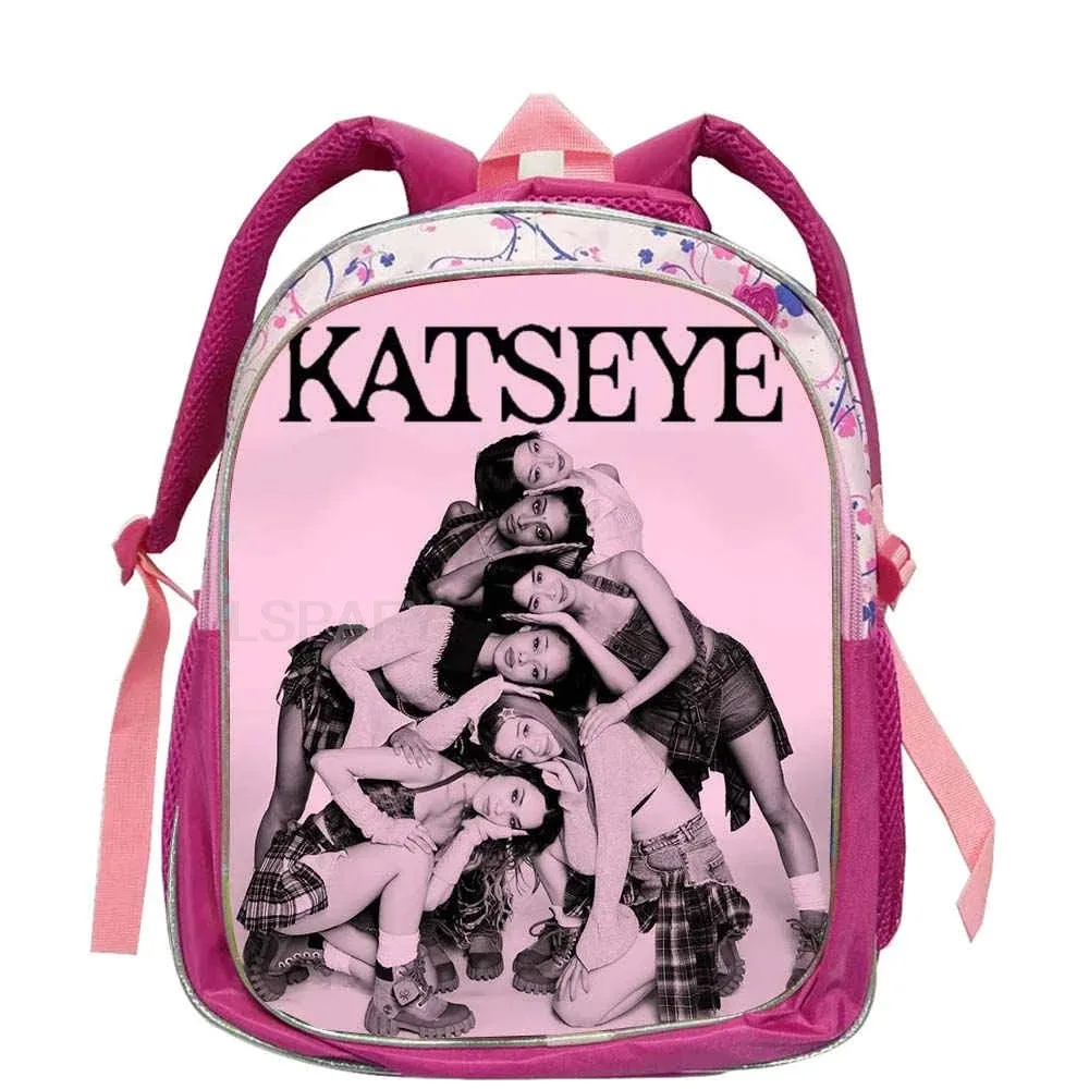 sacs à dos tendance katseye roses pour enfants, sacs d'école pour adolescentes et adolescents, sac à dos décontracté et tendance 12 pouces