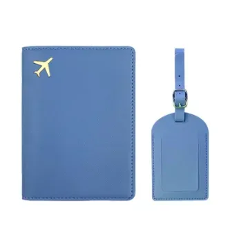 ensemble de porte-passeport de voyage avec nom personnalisé, étiquette de bagage en cuir gravée, vente en gros, pendentif d'étiquette de valise, couverture de passeport de luxe, cadeau