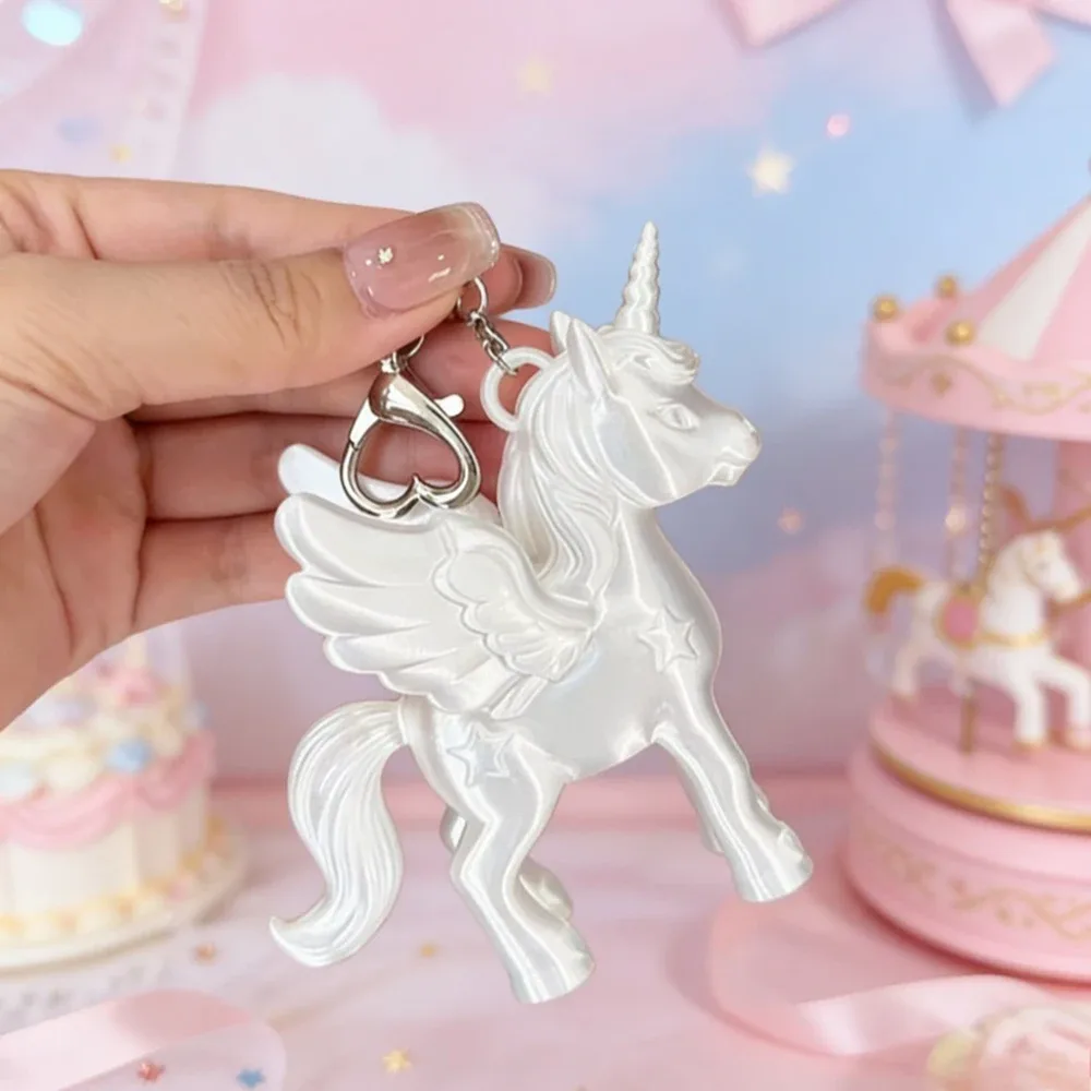 porte-clés licorne rose style coréen, pégase imprimé en 3d, breloque mignonne pour sac, fermoir cœur, pendentif pour sac à dos, cadeau pour femme et fille