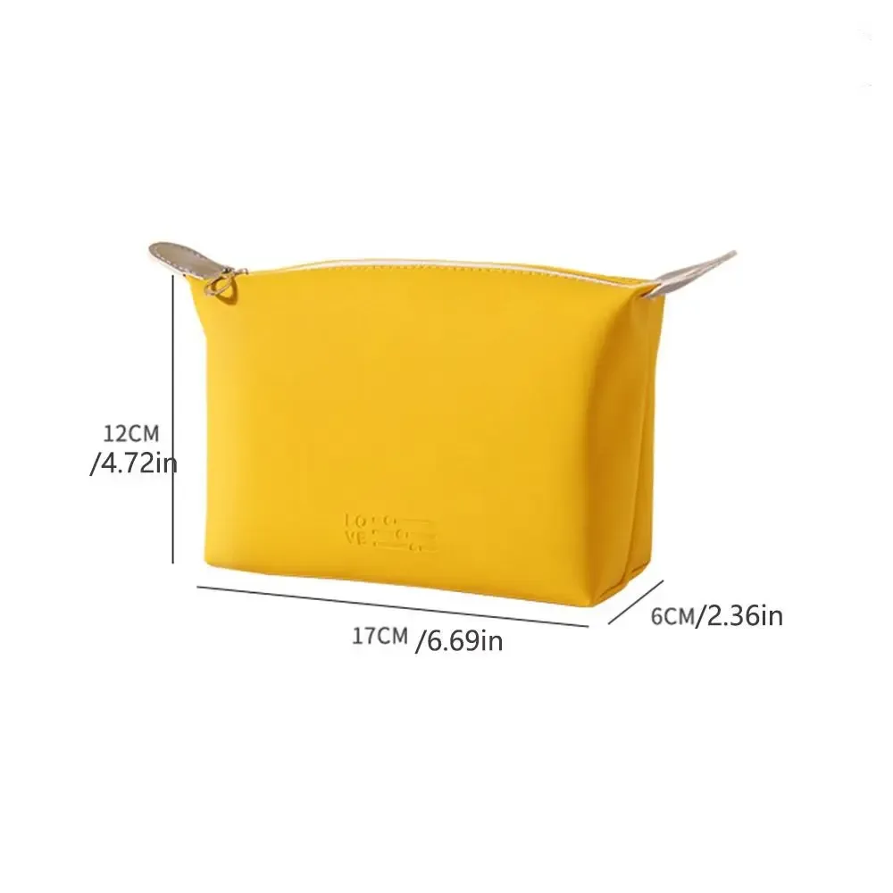sac à main décontracté en pu, trousse de maquillage imperméable, grande capacité, trousse de toilette à fermeture éclair, couleur unie, sac de rangement de voyage pour filles