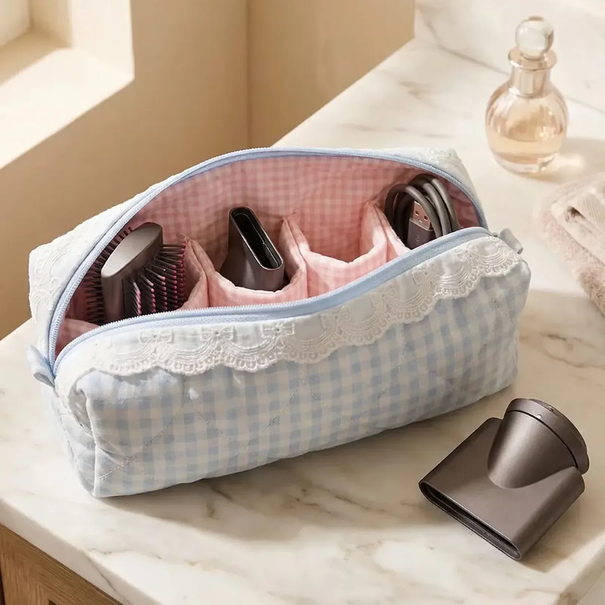 sac de rangement pour articles de toilette avec fermeture éclair et pochettes multi-compartiments, trousse de toilette de voyage de grande capacité pour femmes, dames et filles
