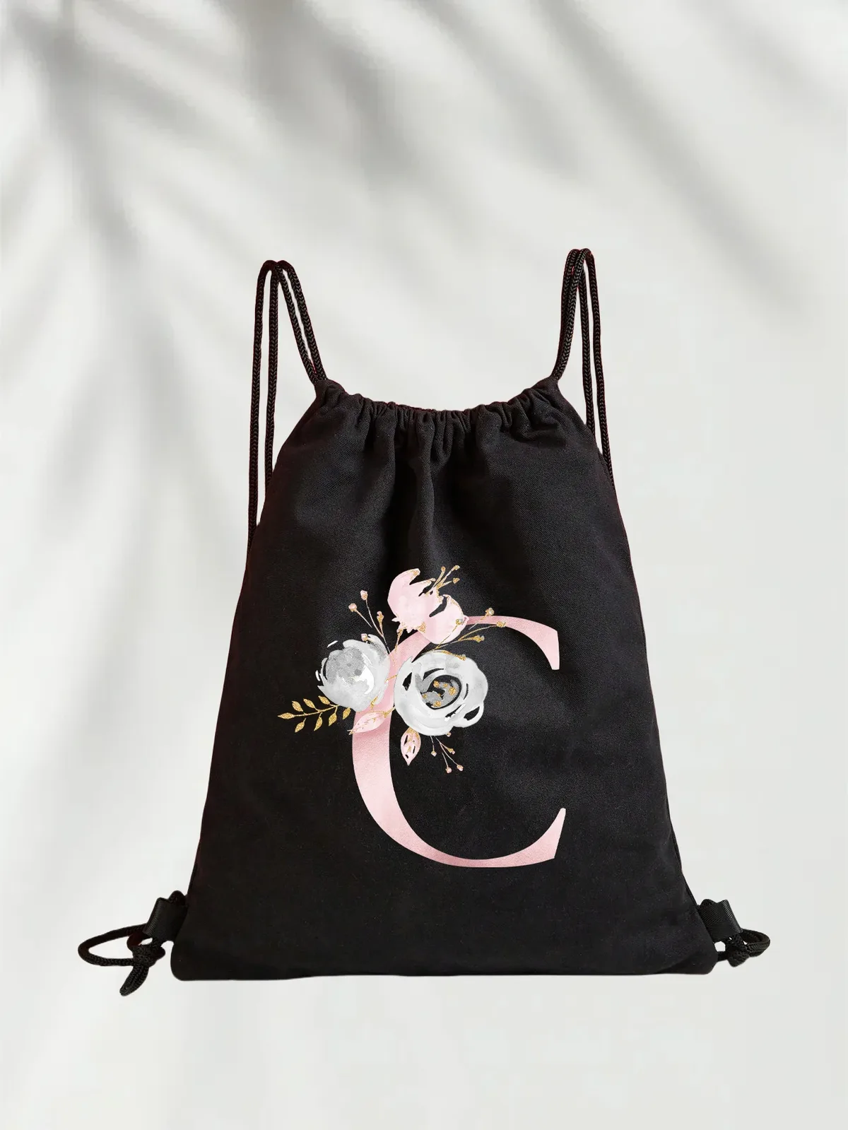 sac à dos léger unisexe à cordon de serrage pour le sport et le fitness, les voyages en plein air et les étudiants avec motif de nom de lettre initiale