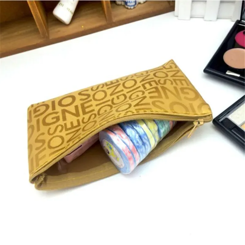 femmes sac cosmétique portable mignon multifonction beauté fermeture éclair voyage lettre sacs de maquillage pochette organisateur de toilette support de toilette