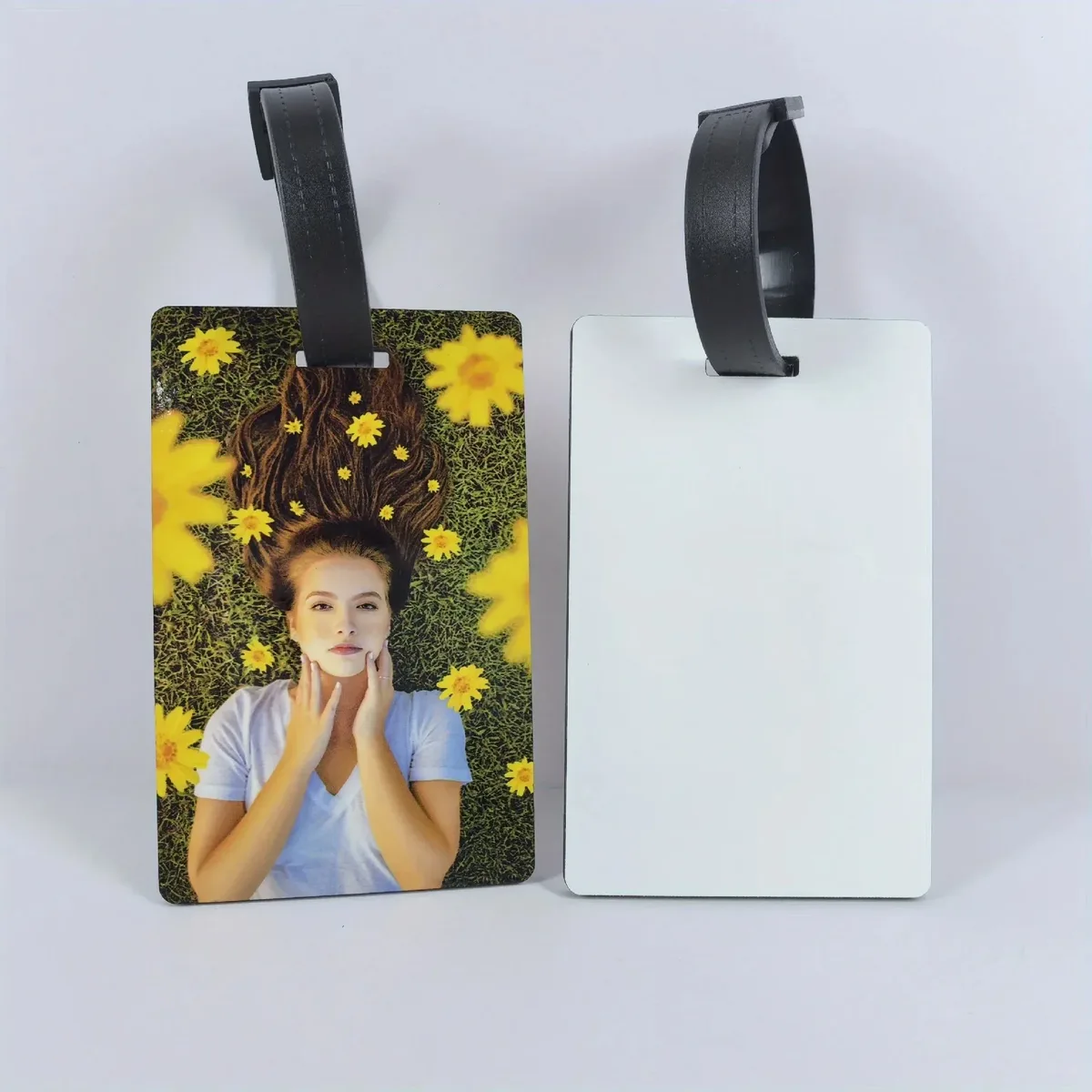 étiquette de bagage avec photo personnelle personnalisée, peut être utilisée pour les sacs à dos, les valises, design élégant, cadeau parfait pour les vacances et les anniversaires