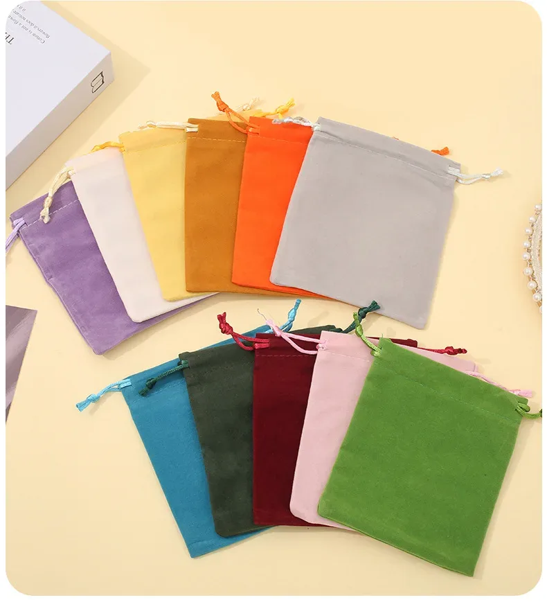 lot de 10 pochettes à cordon en flanelle avec impression de logo personnalisé, sac de rangement pour bijoux en velours doux coréen, petit sac à cordon portable