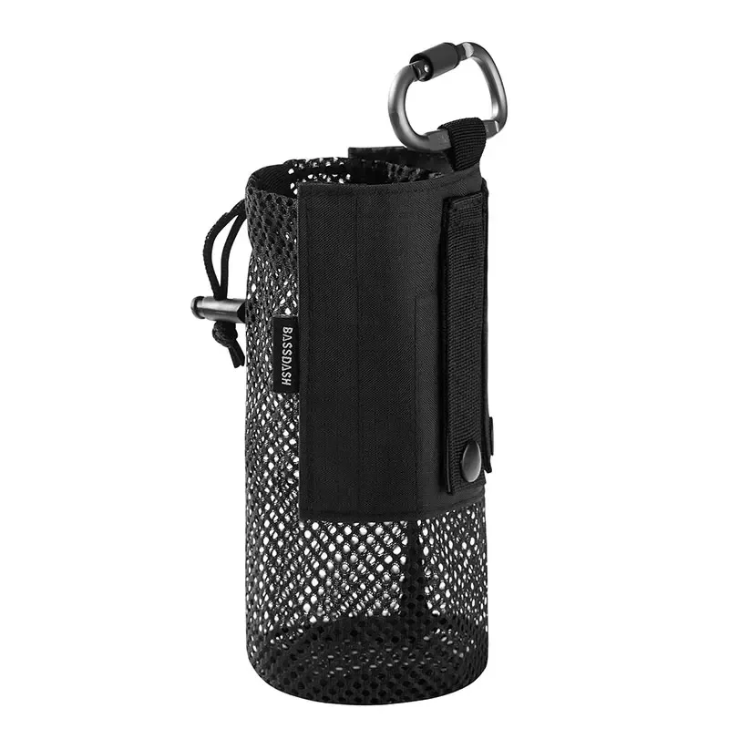 Pochette pour bouteille d'eau avec sangles Molle, clip ceinture, mousqueton, sac de rangement pliable en maille pour voyage, pêche, chasse, randonnée