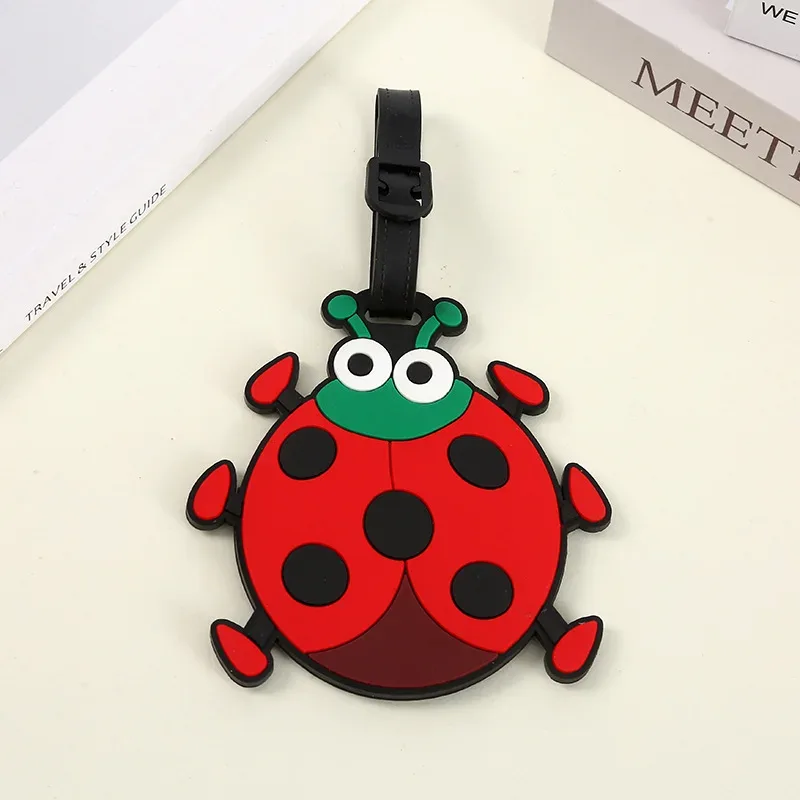 étiquette de bagage en silicone, 1 pièce, dessin animé mignon, animal créatif, étiquette de valise, nom d'identification, petit pendentif, accessoires de voyage