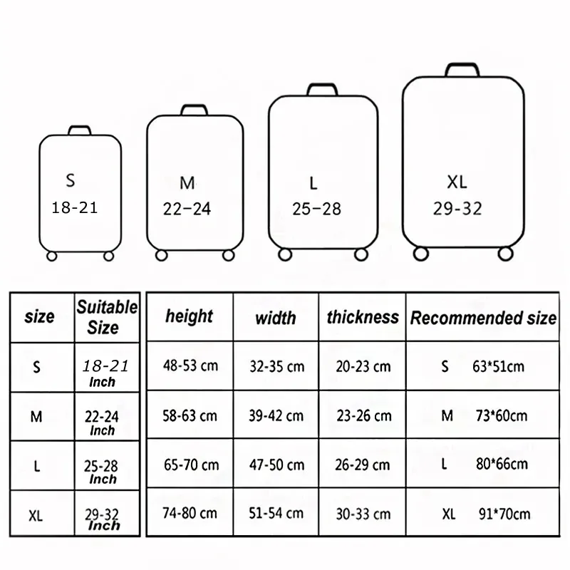 housse de protection pour bagages univers élastique épais, combinaison à fermeture éclair pour sac de 18 à 32 pouces, housse de valise, housse de chariot, accessoires de voyage
