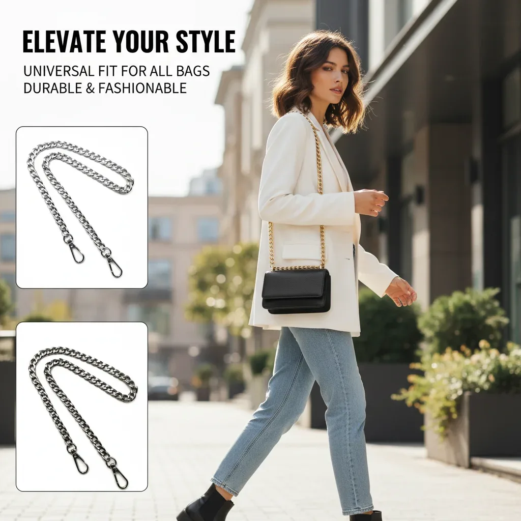 chaîne en métal polyvalente pour sac à bandoulière, sac de poignet portable, sangle de remplacement, accessoires de bagage, décoration