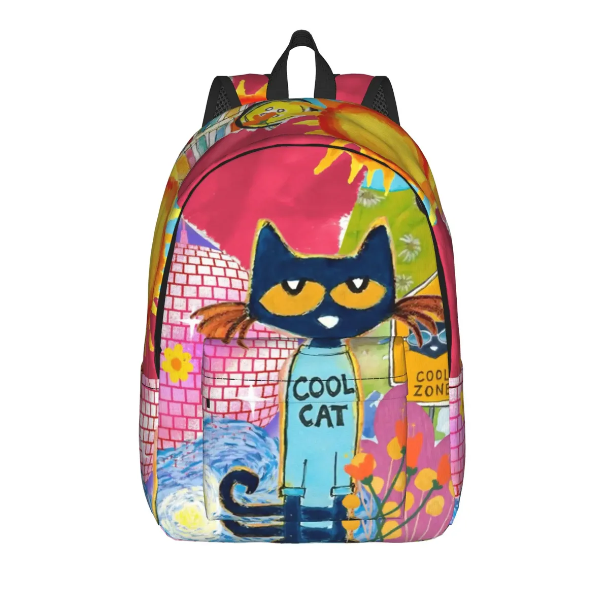 sac à dos cartoon pete the cat pour hommes et femmes, sac à bandoulière tendance pour étudiants, sac à bandoulière pour le travail, sac à bandoulière pour le collège, durable
