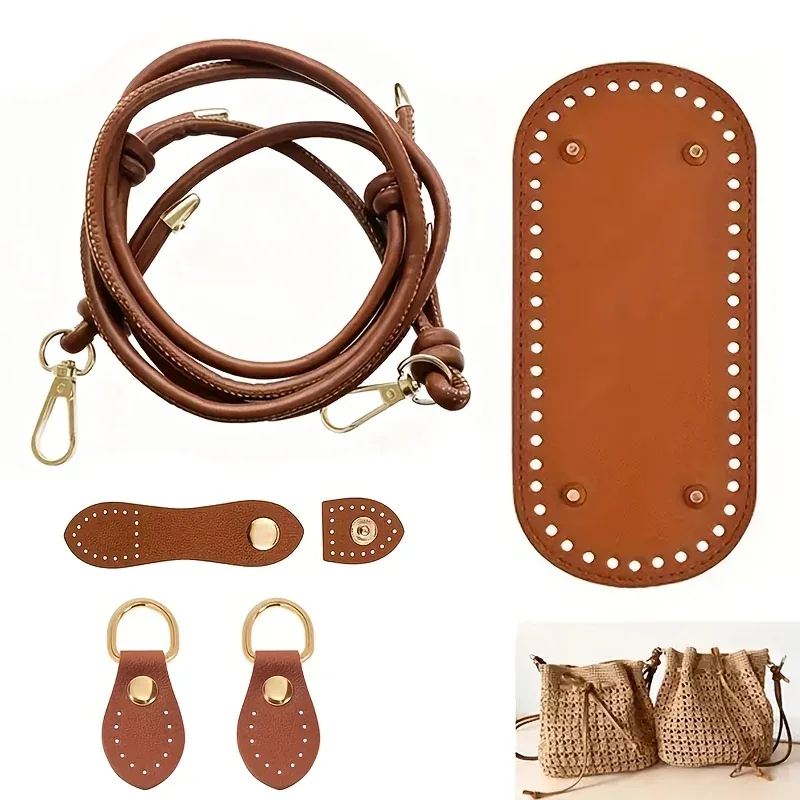 ensemble de fabrication de sacs au crochet en 4 parties | boucle réglable en similicuir, boucle de base et boucle en forme de gourde, sac à bandoulière tendance en similicuir, matériaux artisanaux faits main, faciles à réaliser, accessoires de sac diy, matériaux pour la fabrication de portefeuilles, fabrication de portefeuilles diy.